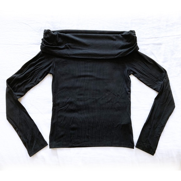 J Crew Black Refined Rib Off-the-Shoulder Knit Top - S - Picture 2 of 5